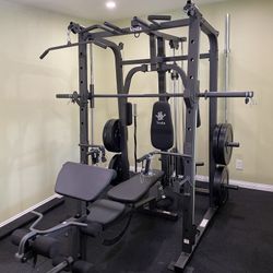 Vesta Fitness Smith Machine 1001 w/Bench Attachment | 230lb Bumpers Olympic Weights | 7ft Olympic Bar | Fitness | Gym Equipment | FREE DELIVERY đźšš