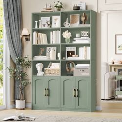 Homfa 73″ Tall Bookcases with Doors, 8 Cubes 6-Tier Double Row Bookshelf, White Bookcase for Living Room Home Office