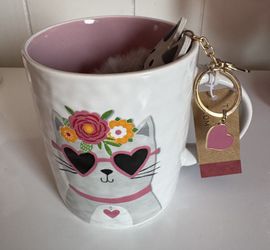 Cat Mug Gift and Cat Key-Chain