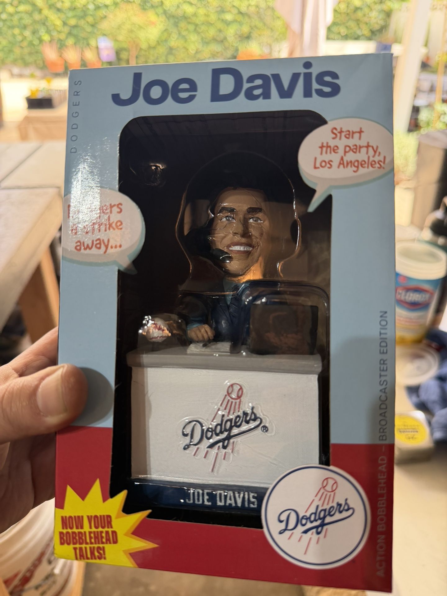 Joe Davis Dodgers talking bobblehead - broadcaster edition, still 