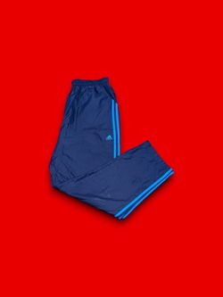 Vintage adidas 3 stripe wide leg track pants blue mens medium