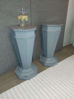 Large Matching Pair of Gray Pedestal Stands – 35.25" Tall