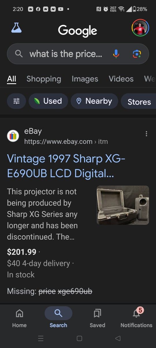 SHARP VISION PROJECTOR VINTAGE 1997