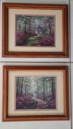 Pair Framed Garden Path Art Prints 13"×16"
Set of 2 framed garden‑scene prints, 13 x 16 inches each, wood frames. Good condition. Local pickup only.