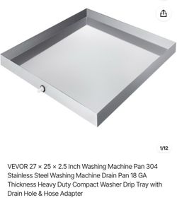 27 x 25 x 2.5 Inch Washing Machine Pan Stainless Steel