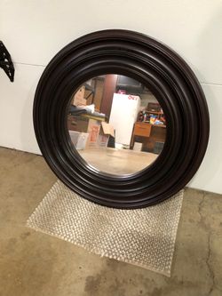 Solid Beveled Wood Mirror - 29 Inches Accross