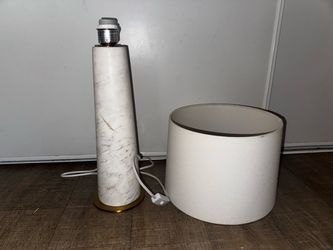 Luxury Real Marble & Brushed Brass Table Lamp with Shade – Modern Minimalist