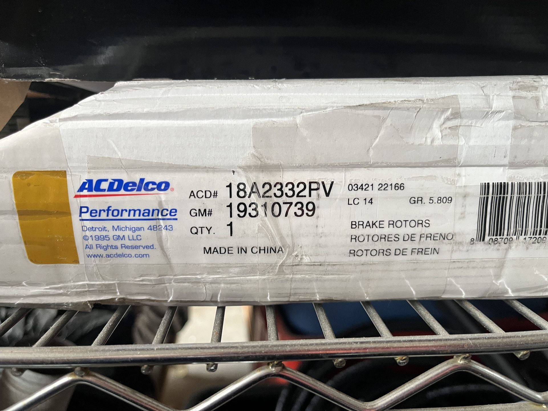 Chevy Brake Rotor Ac Delco 18a2332pv