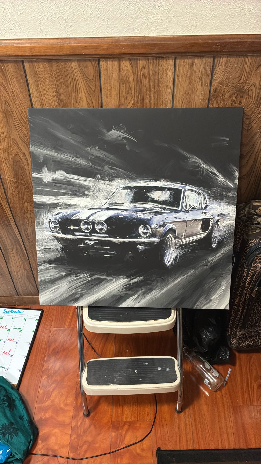Canvas printed Portrait Of Mustang Car