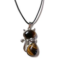 Tiger Eye Cat Stone Pendent Necklace 