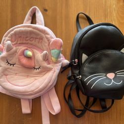Unicorn and Cat Mini Backpacks