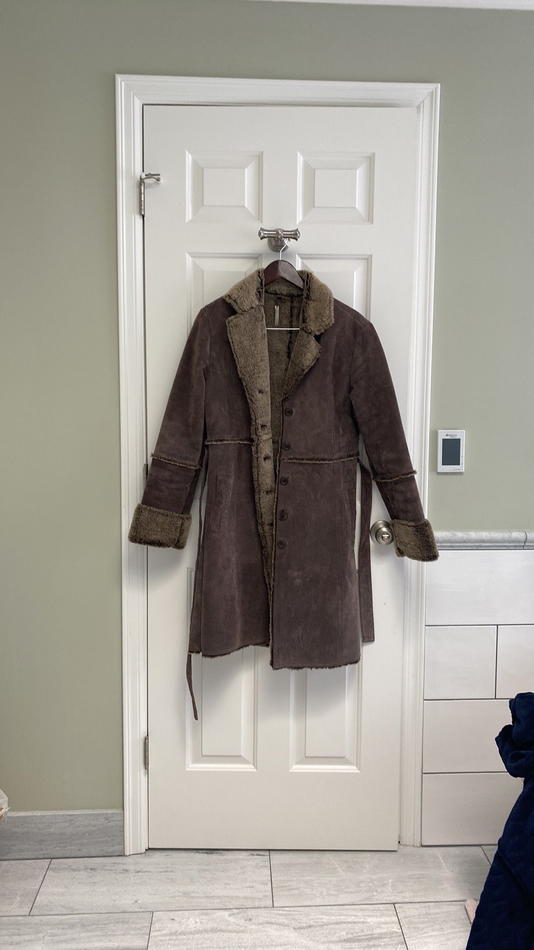 Brandon Thomas Leather Faux Fur Trench, Size Medium