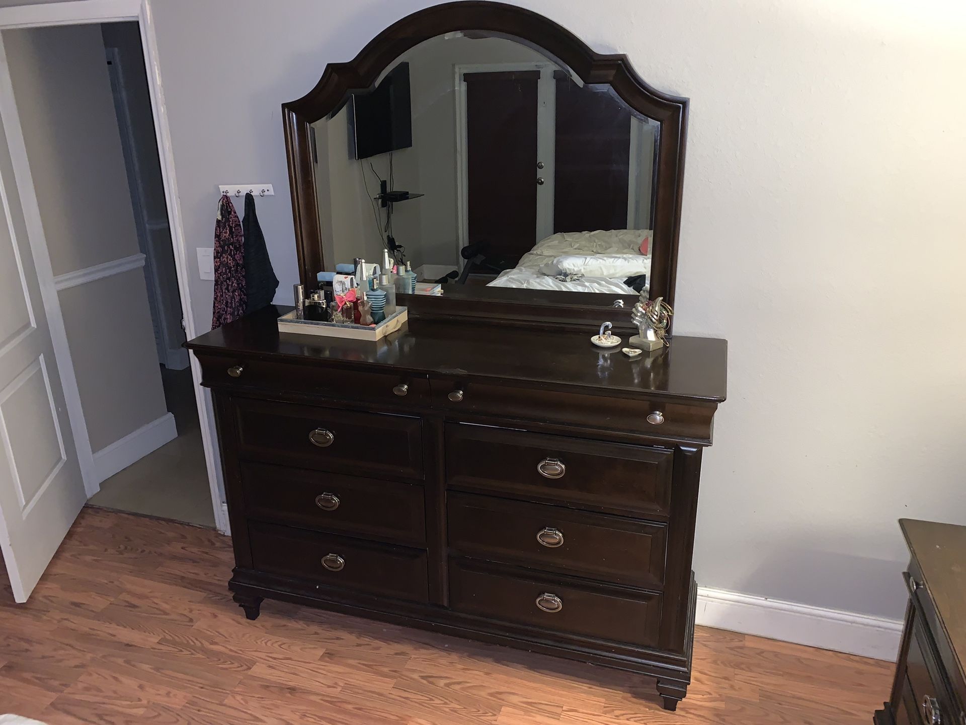 Dark Mahogany Dresser with Mirror