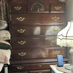 Queen Anne Armoire And Matching Side Table 