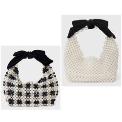 A New Day - Pearl Beaded Bow Shoulder Bag