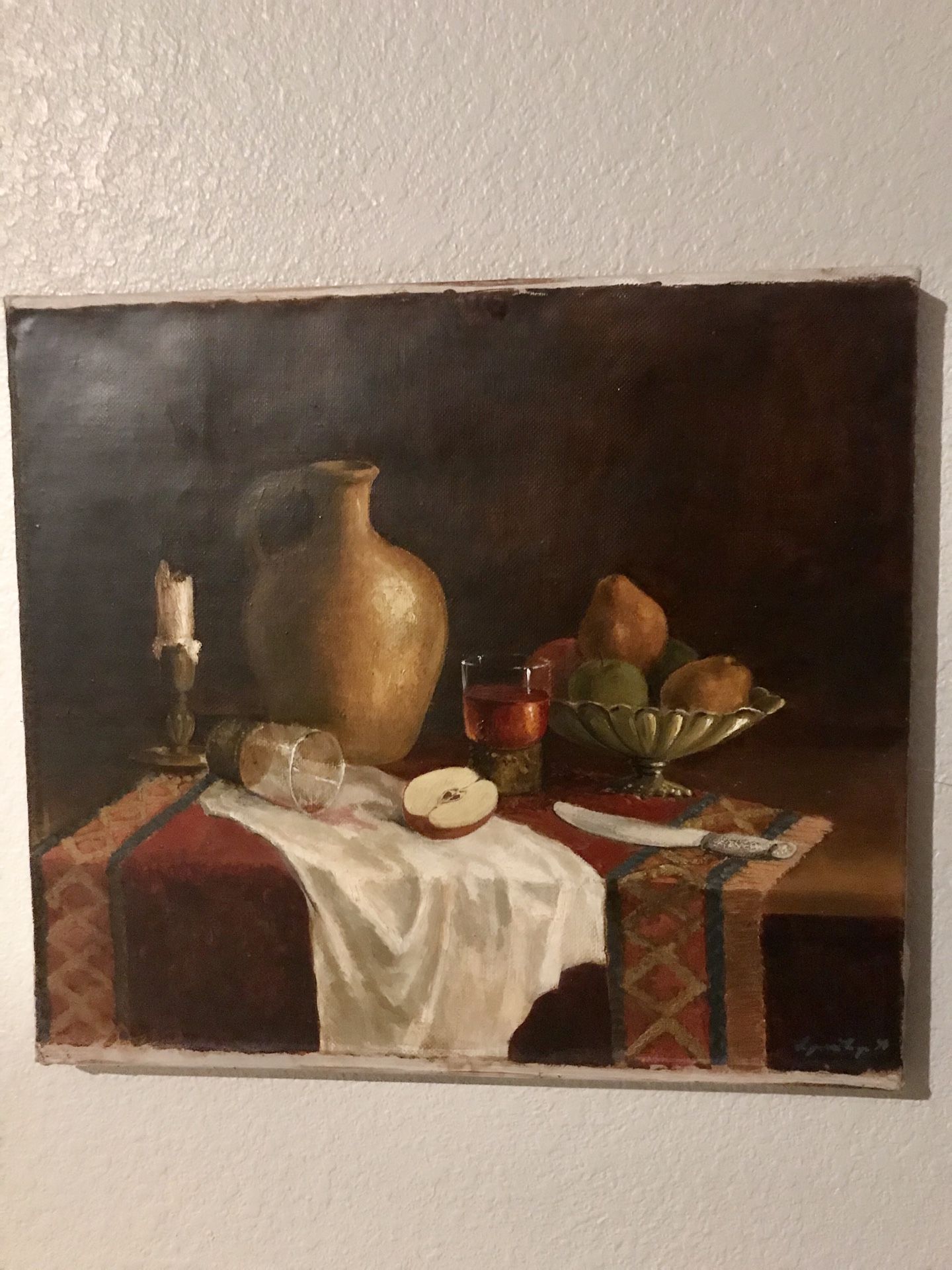 Nature Morte Oil Canvas Original Painting 20”L x 18”W