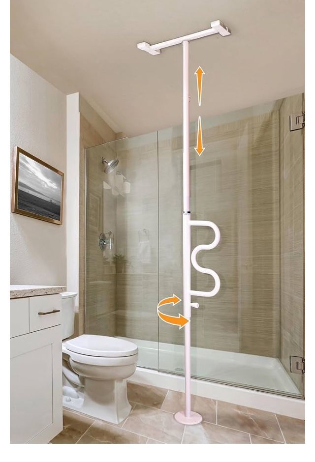 Stander Security Pole W Curve Grab Bar New In Box