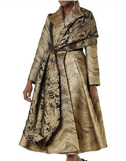 MAKING THE CUT Metallic Jaquard Coat & Scarf