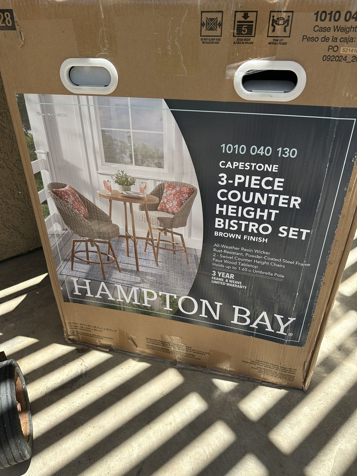 CAPESTONE 3-PIECE COUNTER HEIGHT BISTRO SET BROWN FINISH