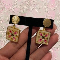 New | Indian Hand-painted Kundan Jhumka Earrings