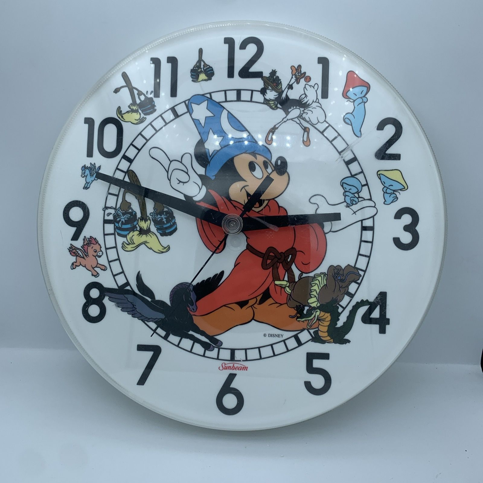 Vintage Walt Disney Fantasia Cartoon Mickey Mouse 12" WALL Clock TESTED WORKS $35 Cash or E-pay RI Daily Deals Message for appt. https://www.facebook.