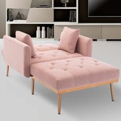 Gottman Velvet Chair And A Half with Ottoman