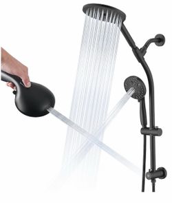 High Pressure Shower Head with Handheld Shower, 26" Adjustable Height Drill-Free Slide Bar, 3-Way Diverter for Easy Reach, Dual Shower Head Combo Set