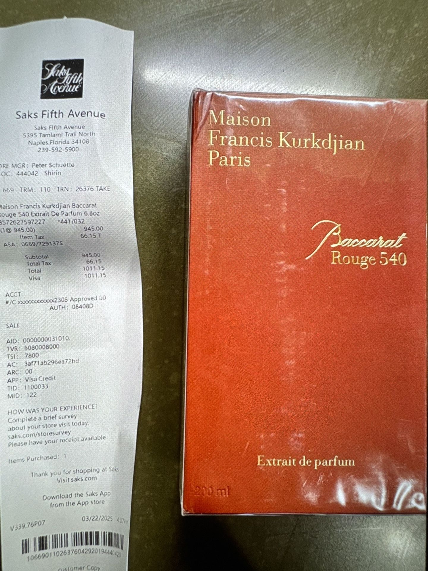 Authentic Baccarat Rouge 540