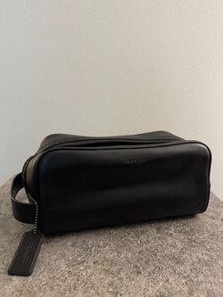 Coach Black Leather Toiletry Dopp Kit Bag