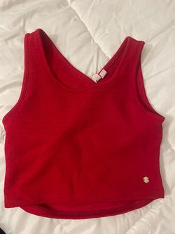 Roxy Médium Red Ribbed Crop Tank Top