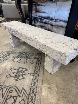 Rustic Stone Garden Bench - 37” x 13” x 53”