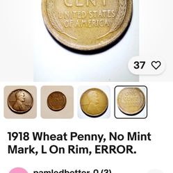 1918 Wheat Penny No Mint Mark