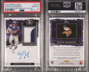 2023 Panini Impeccable Justin Jefferson Elegance Veteran Patch Auto PSA 10