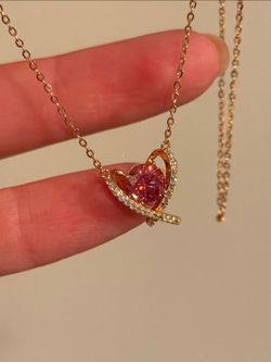 Pink Moissanite solid silver Wedding necklace