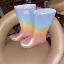  Girls Rainbow  Rain Boots Size 13