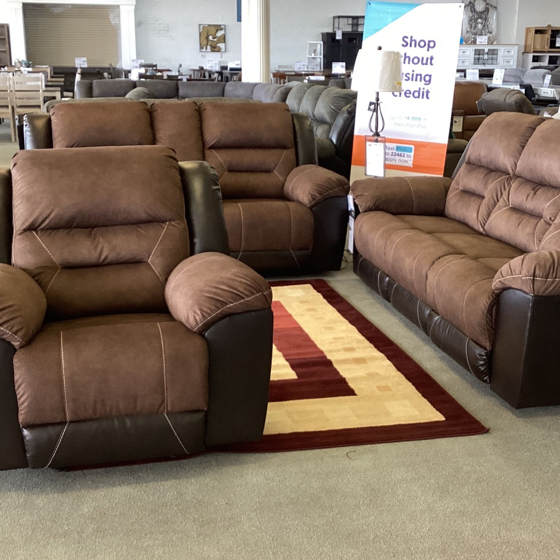 Earhart Reclining Sofa, Loveseat and Recliner - Main Image