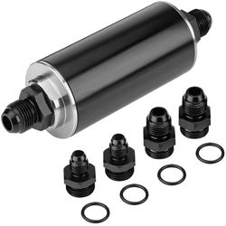 AUCELI 50mm Inline Gas Fuel Filter, Air Filter with 6AN 8AN 10AN Adapter, Aluminum Cleanable Fuel/Gas/Petrol Filter Adapter Fittings, Universal Vehicl