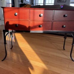 Cherry entryway or console table with 6 drawers