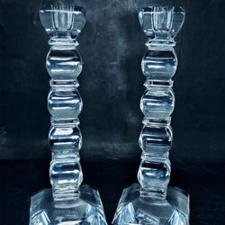 Crystal Art Deco Candlestick Holders