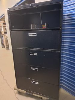 Black 5-Drawer Lateral File Cabinet legal or letter size