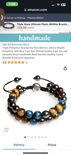 Wealth Prosperity with Blue Tiger Eye, Natural Golden Tiger Eye and Hematite Bracket 