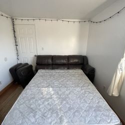 Couch Bed Dark Brown Leather 