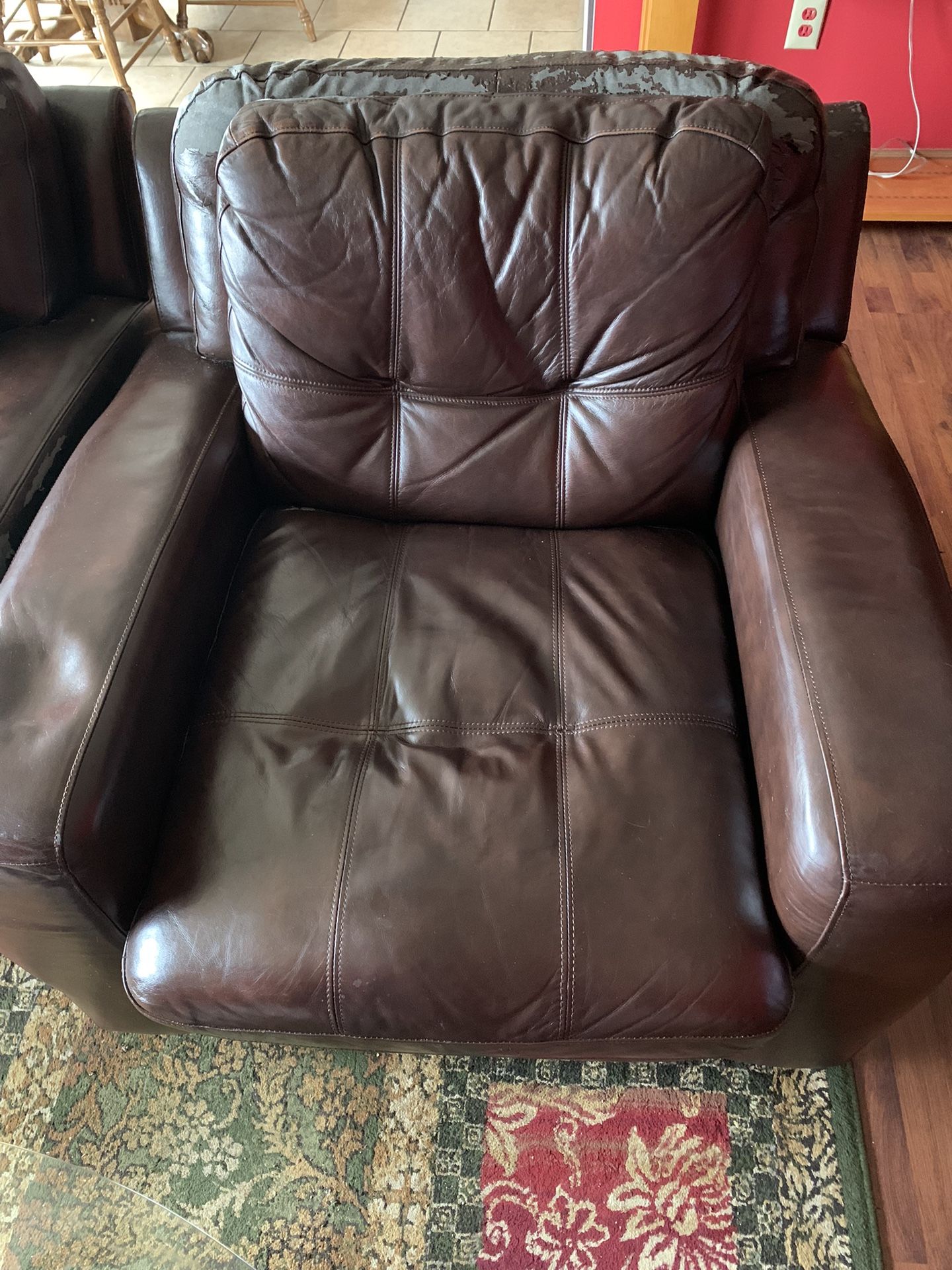 2 Leather Couches And 2 Leather Single Chairs 