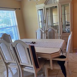 Table With Six Chairs And China Cabinet 