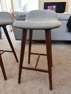 Fabric Seat Stools - Mid Century Modern x2