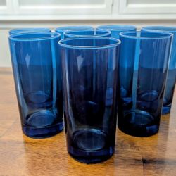 8 Teal Glass Tumblers