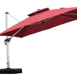 PURPLE LEAF Patio Umbrella 10ft Outdoor Square Umbrella Large Cantilever Umbrella Windproof Offset Umbrella Heavy Duty Sun Umbrella for Garden Deck Po
