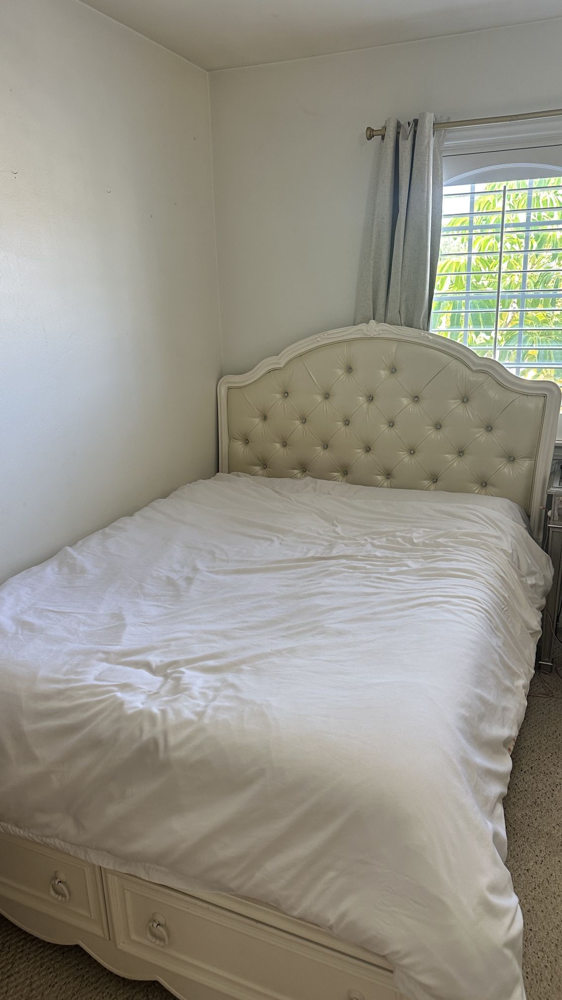 White Full Sized Bed frame And Dresser Set