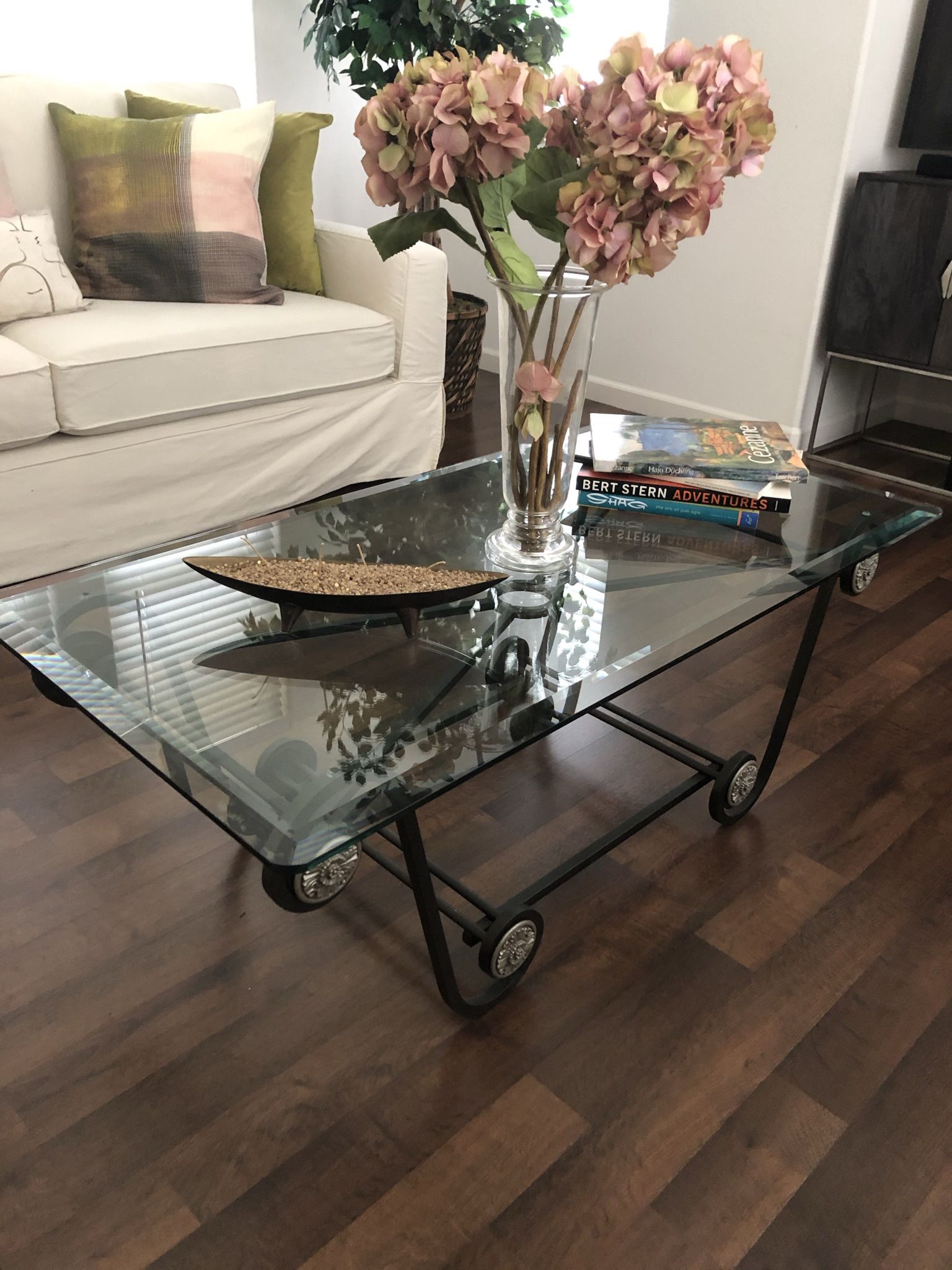 Matching iron wrought coffee , side, and console tables