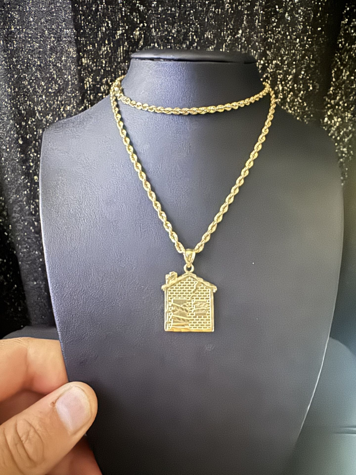10k Simi Solid Rope Chain with Pendant🔥